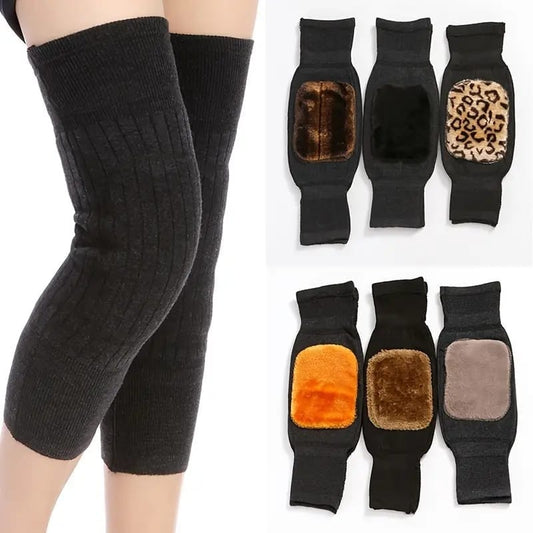 1 Pair Woolen Blend Thermal Knee Warmers Without STRAP Breathable Elastic Knees Sleeves for Winter