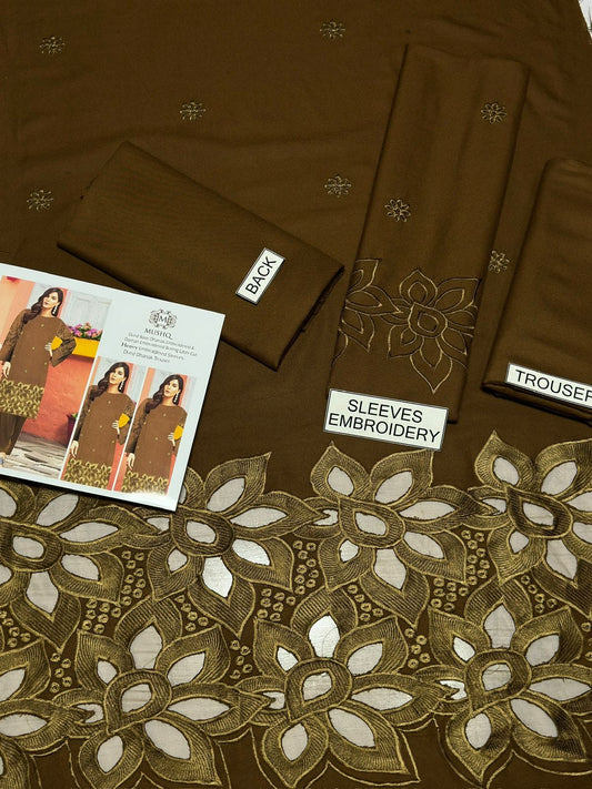WINTER'S PREMIUM  BRAND NAME : MUSHQ  CATEGORY : LASER WORK & CHICKEN KARI 2PC EMBROIDERED